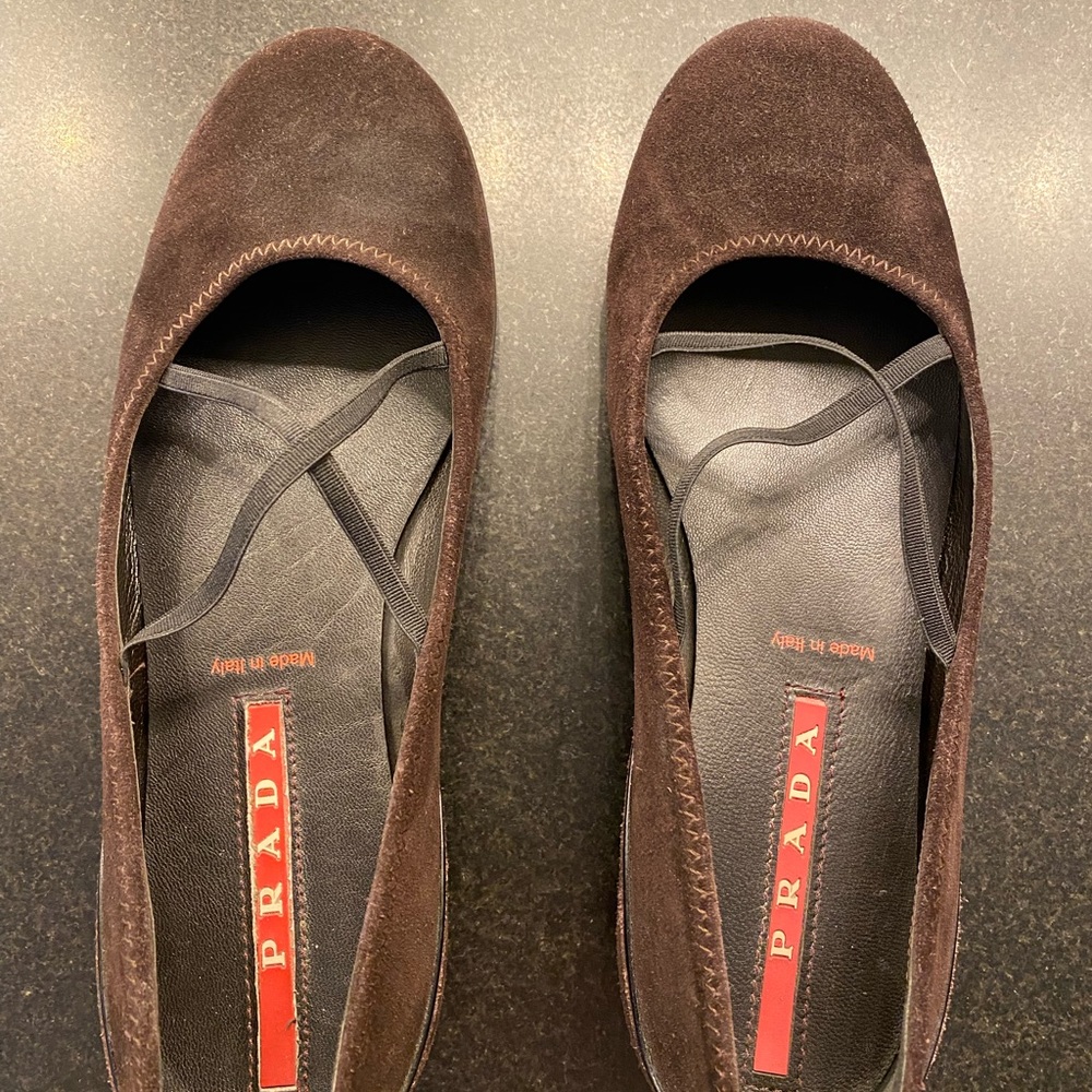 Prada Brown Suede Flats